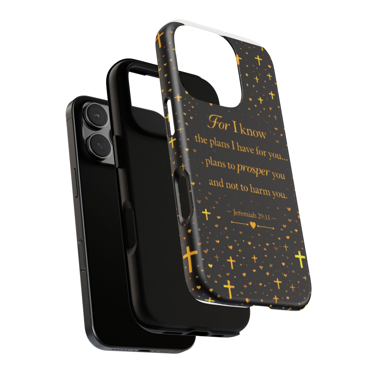 Phone Case — "For I Know" Jeremiah 29:11 Gold Cross Christian Tough Case