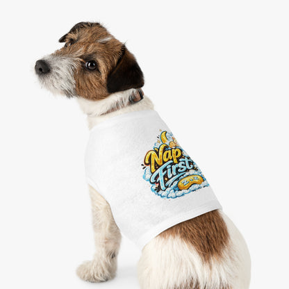 Nap First Pet Tank Top — Cute Sleeping Cat Graphic for Small Dogs & Cats