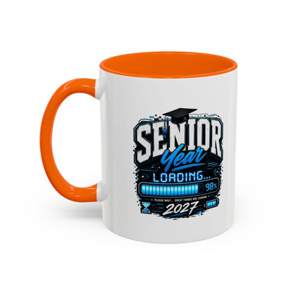 Senior Year Loading 2027 Accent Coffee Mug — Graduation Gift Cup (11/15oz)