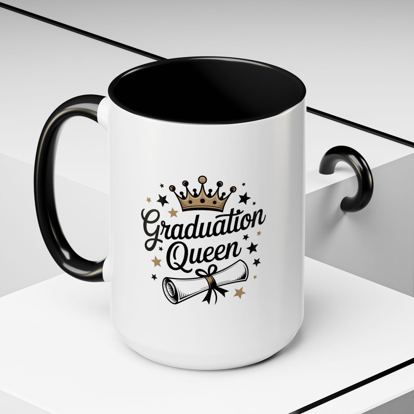 Graduation Queen Accent Coffee Mug — 11/15oz Ceramic Gift with Crown & Diploma Design