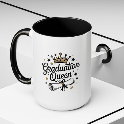 Graduation Queen Accent Coffee Mug — 11/15oz Ceramic Gift with Crown & Diploma Design