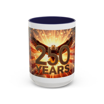 250 Years Commemorative Coffee Mug — Patriotic Eagle & American Flag Accent (11/15oz)