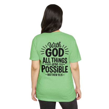 With God All Things Are Possible T-Shirt — Matthew 19:26 Christian Faith Tee