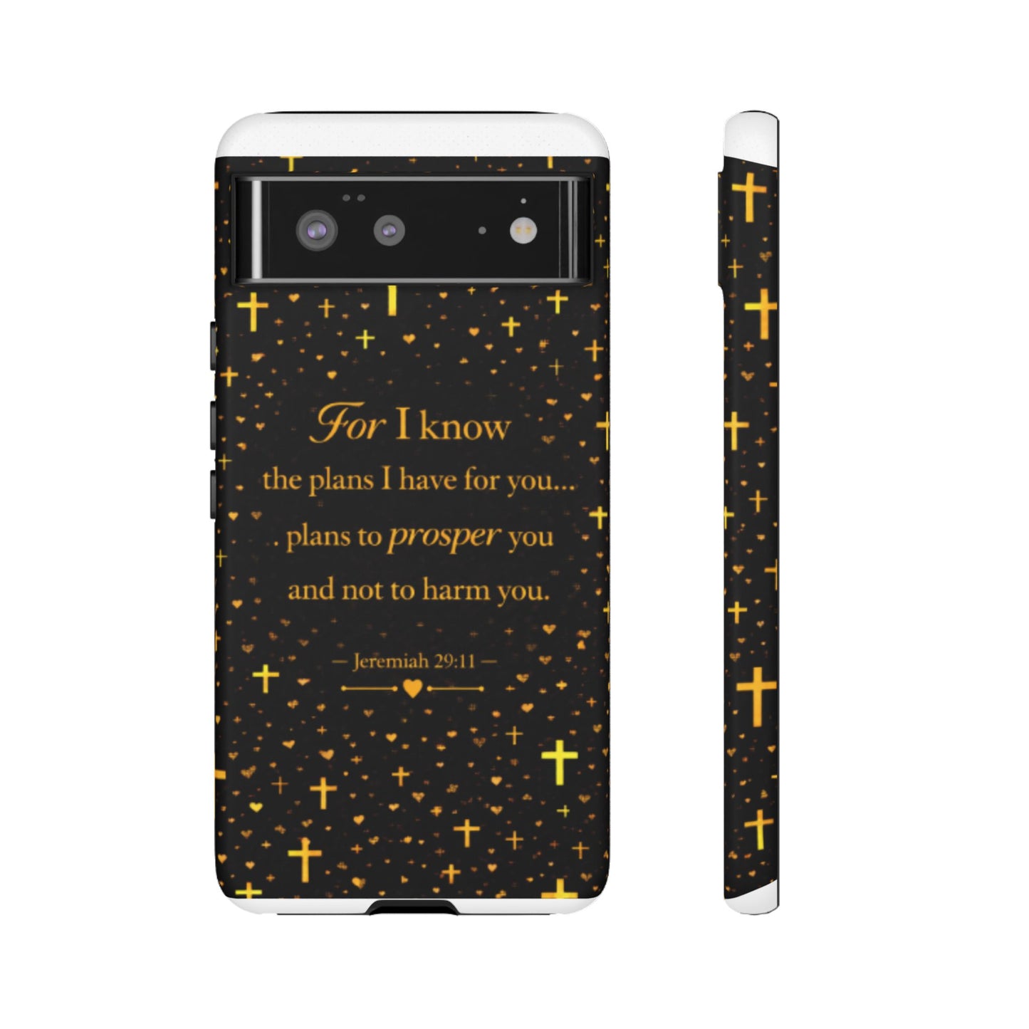 Phone Case — "For I Know" Jeremiah 29:11 Gold Cross Christian Tough Case