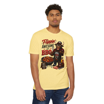 Flippin' Awesome at BBQ T-Shirt — Grill Master Bull Graphic Tee