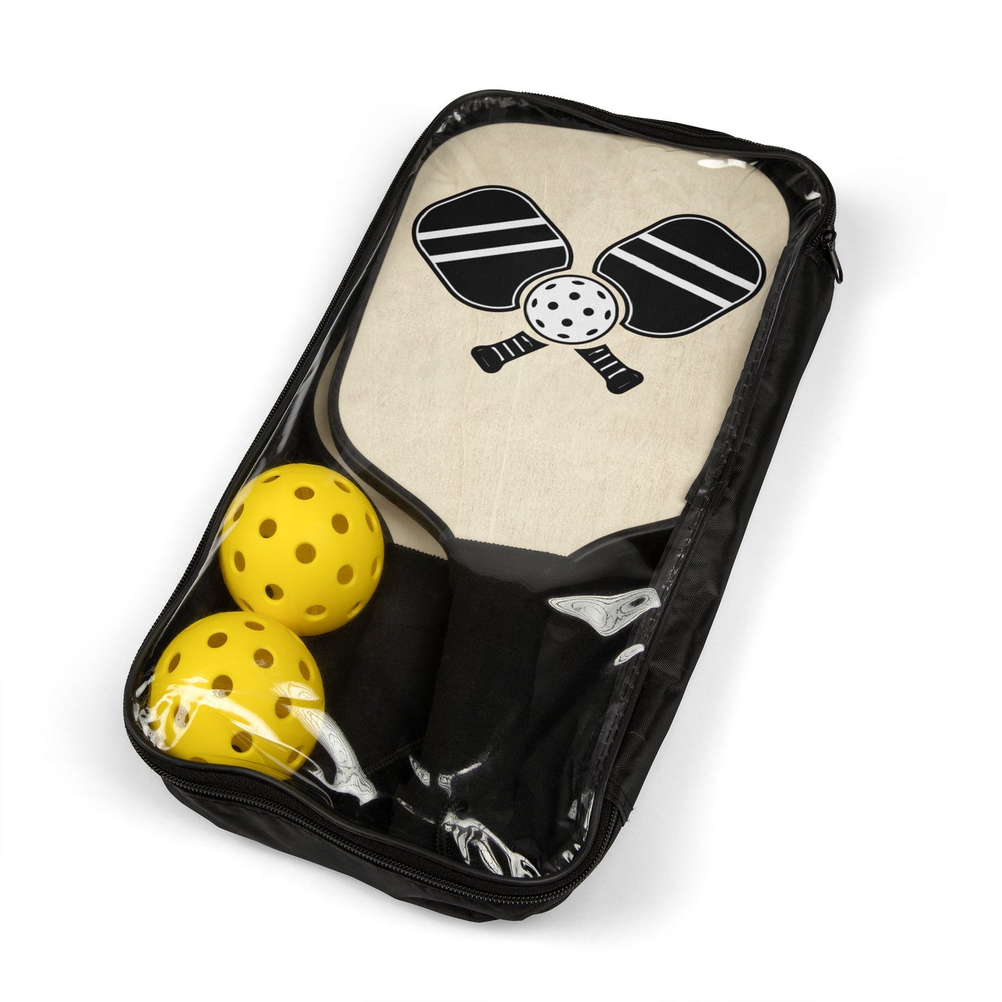 Pickleball Paddle Set - Retro Crossed Paddles Design with 2 Balls (Pickleball Kit)