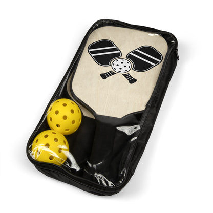 Pickleball Paddle Set - Retro Crossed Paddles Design with 2 Balls (Pickleball Kit)