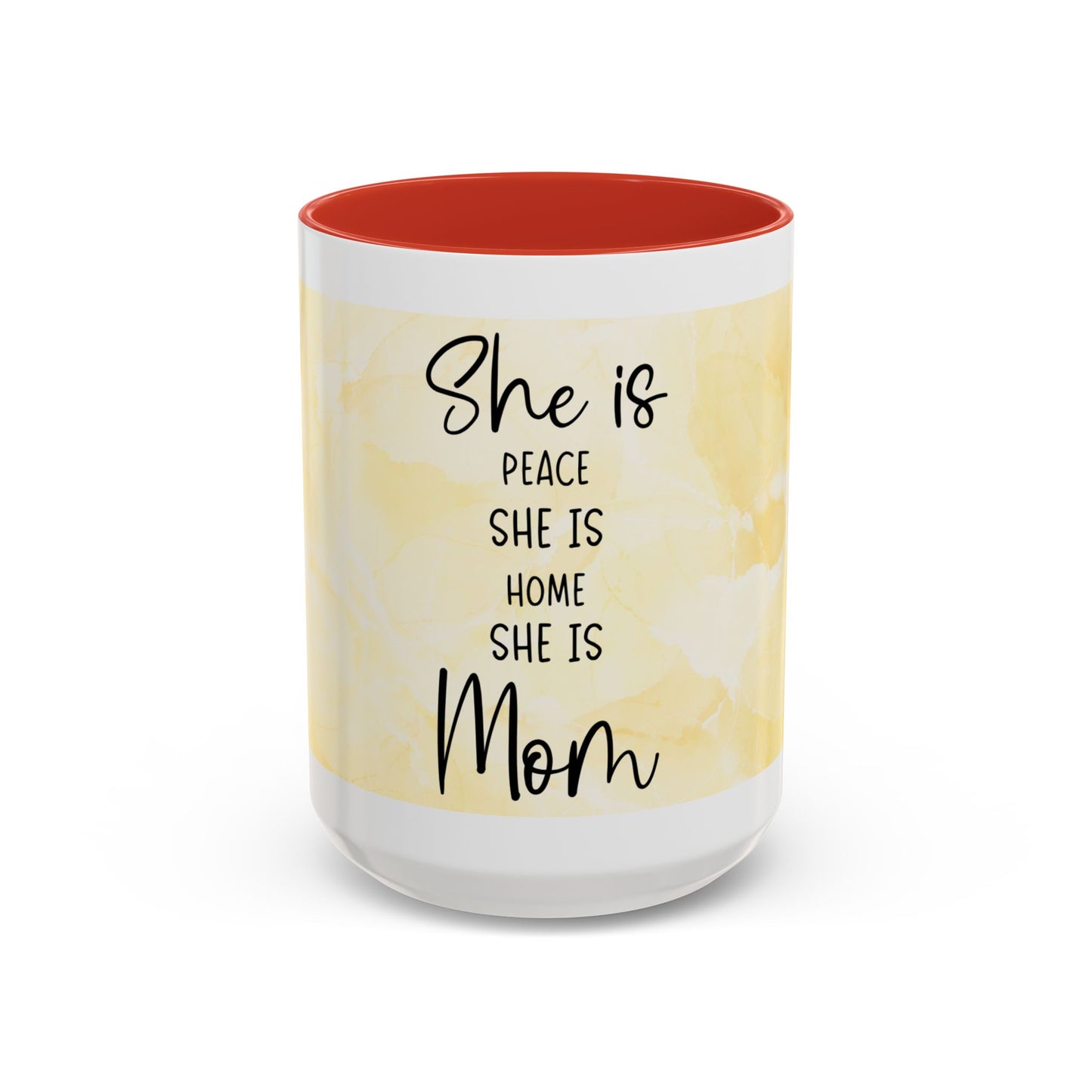 She Is Mom Floral Accent Coffee Mug — 'She is Peace, She is Home' Mother's Day Gift