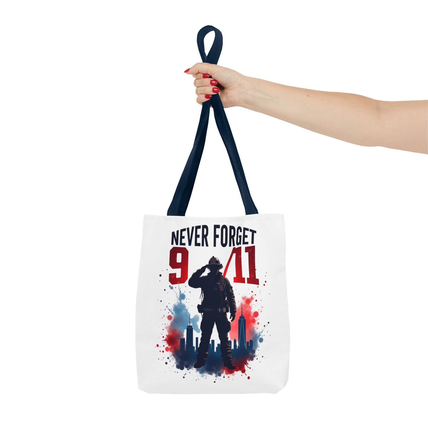 Never Forget 9/11 Tribute Tote Bag — Memorial Patriotic Canvas Carryall