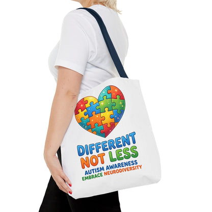 Autism Awareness Tote — "Different Not Less" Puzzle Heart