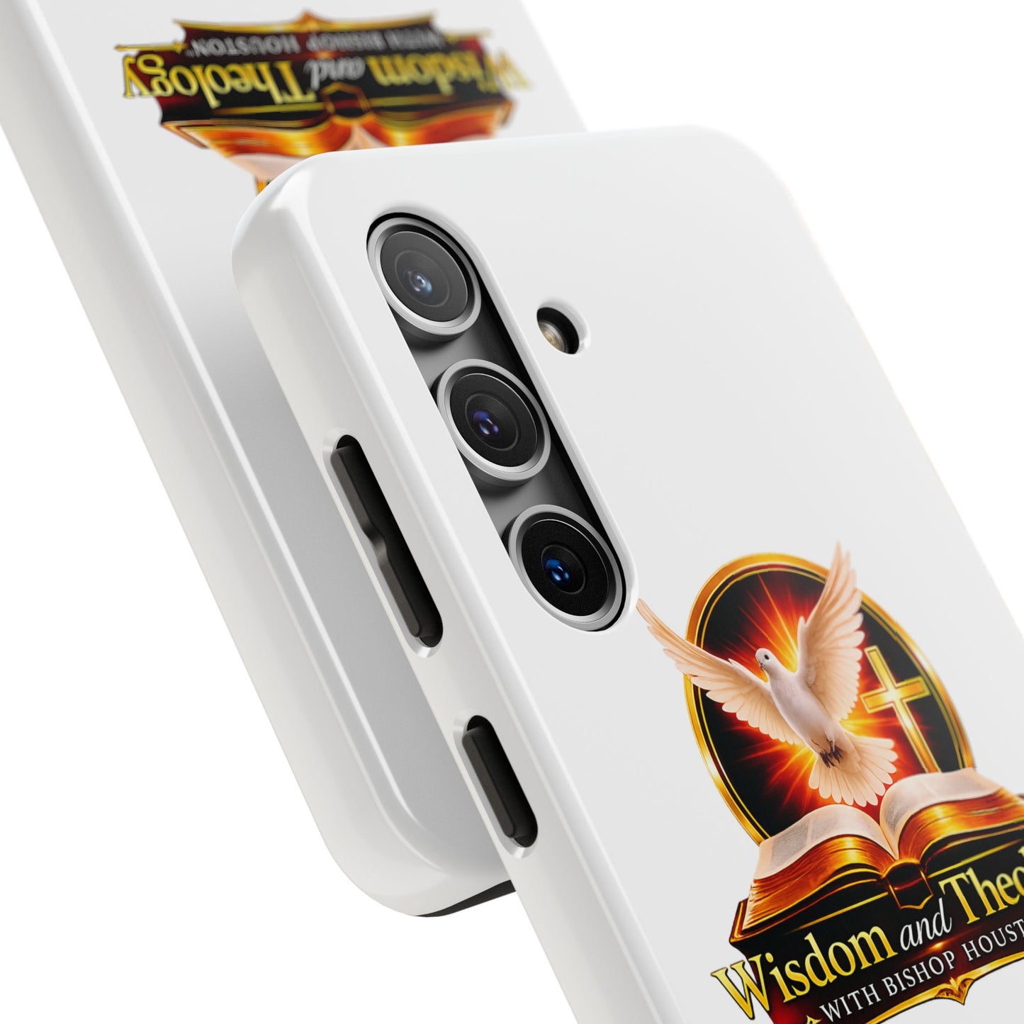 Wisdom and Theology Tough Phone Case — Christian Dove & Cross Design