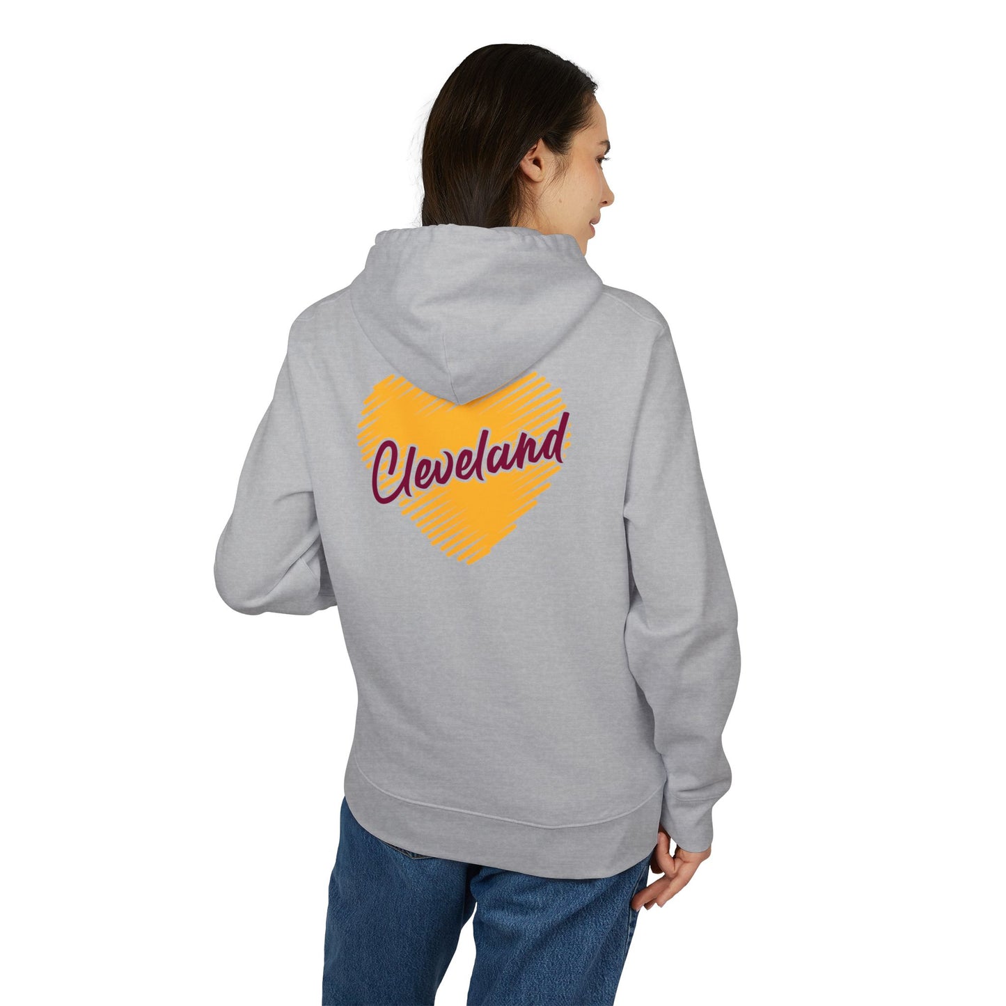 Cleveland Heart Hoodie — Yellow Script City Love Pullover