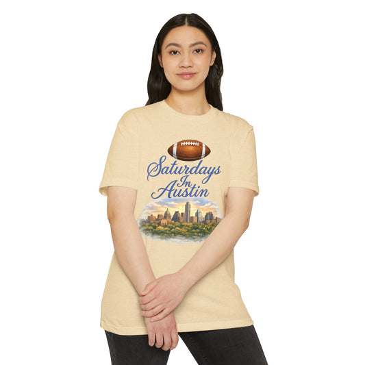 Saturdays in Austin Football T-Shirt — Austin Skyline Game Day Tee