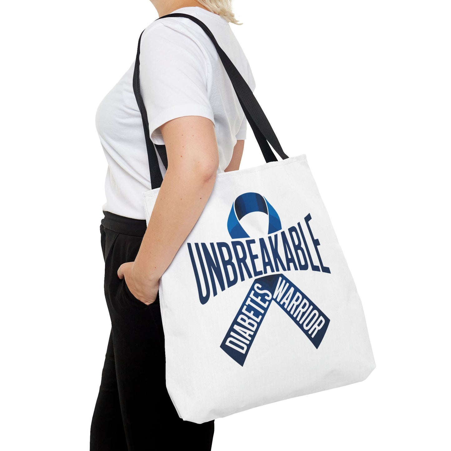 Diabetes Warrior Unbreakable Tote Bag – Blue Awareness Ribbon All-Over Print