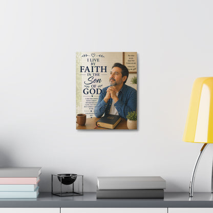 Faith in the Son of God Stretched Canvas — Christian Wall Art with Galatians Verse