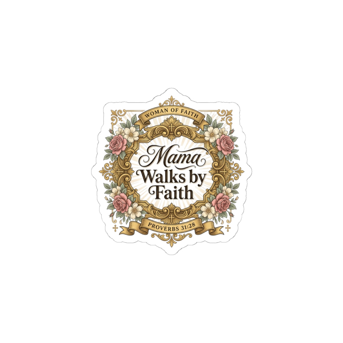 Mama Walks by Faith Sticker | minimalist mom life, cool mom streetwear