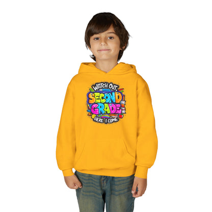 Second Grade Kids' Hoodie - "Watch Out Second Grade Here I Come" Back-to-School Sweatshirt