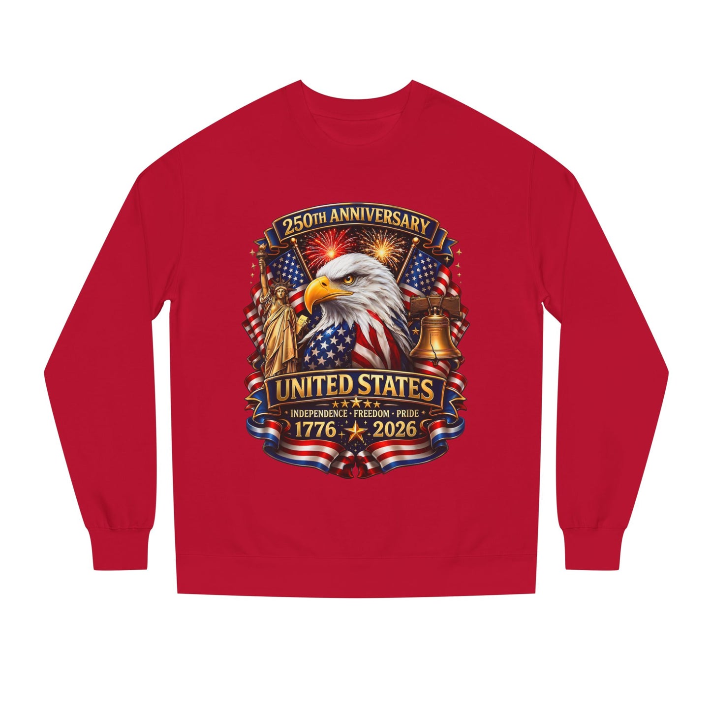 250th Anniversary United States Crewneck Sweatshirt — Eagle & American Flag 1776–2026