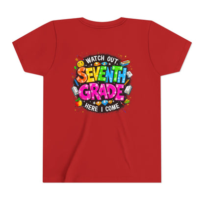 Seventh Grade Kids T‑Shirt — "Watch Out Seventh Grade Here I Come" Back‑to‑School Tee