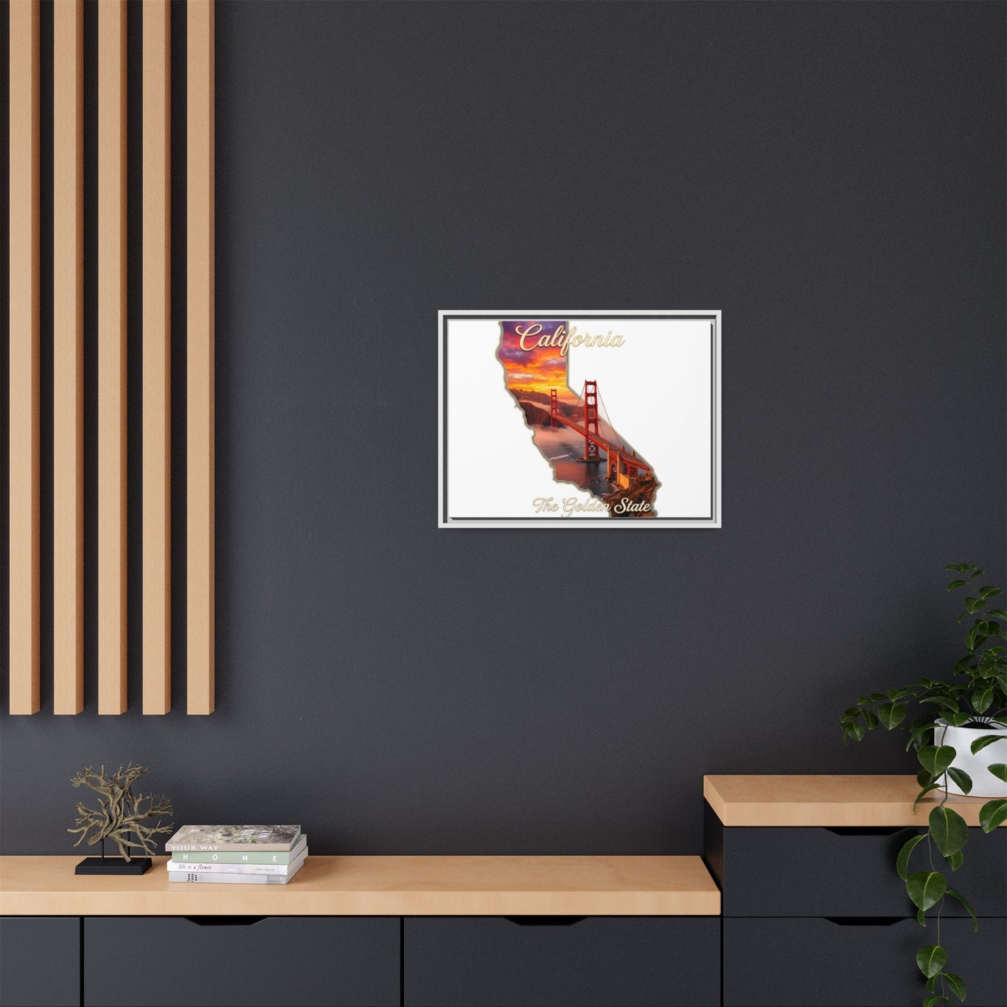 California Golden Gate Map Matte Canvas Print (Framed)