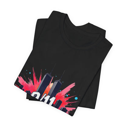 9/11 Never Forget T-Shirt — Patriotic Memorial Tee with Twin Towers Graphic