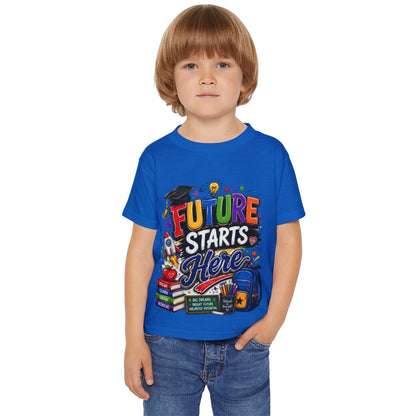Toddler T-Shirt — "Future Starts Here" Back-to-School Graphic Tee