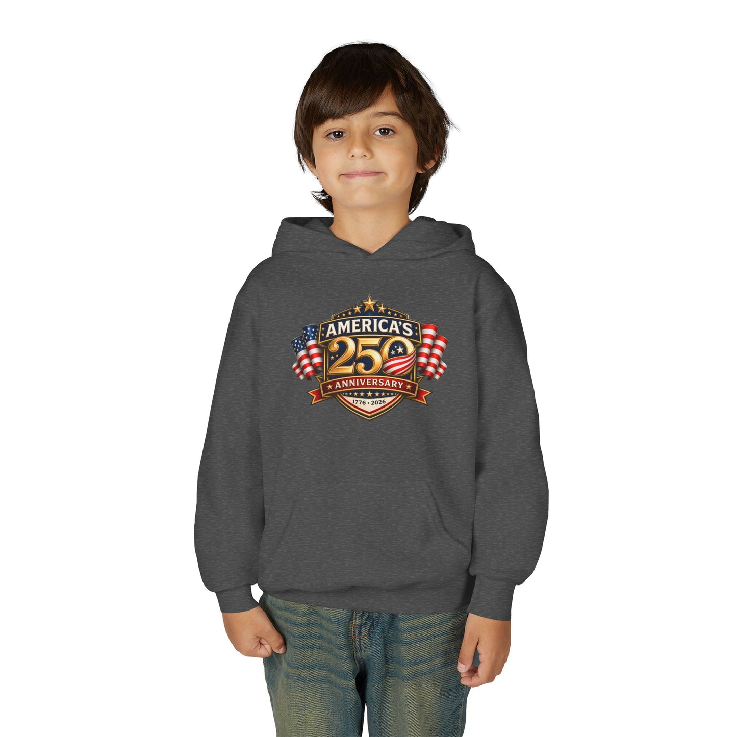 Youth Hoodie — "America's 250th Anniversary" Patriotic 1776-2026 Celebration Design