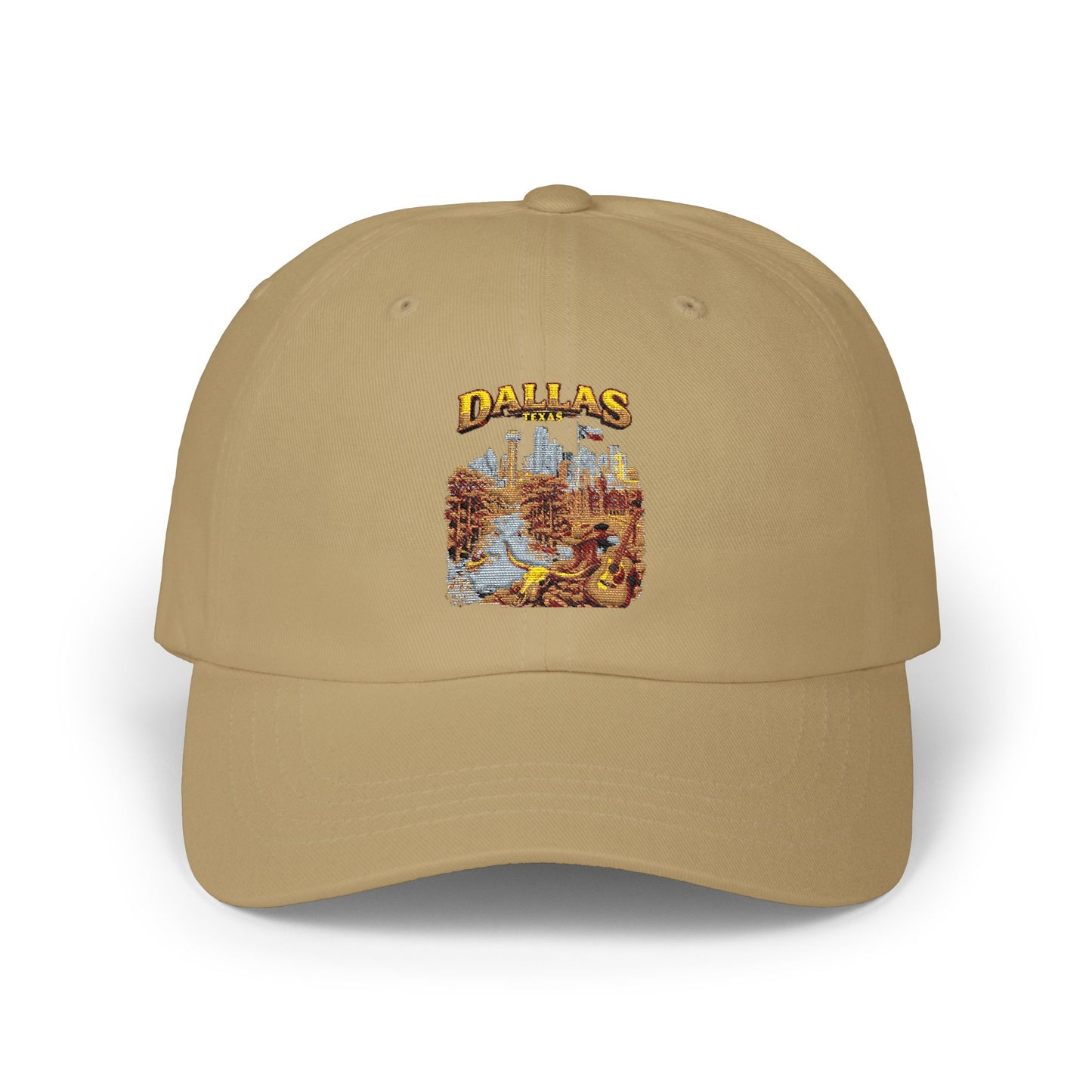 Dallas Vintage Scenic Dad Cap – Retro City Skyline Embroidered Hat