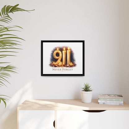 9/11 Never Forget Framed Canvas Print