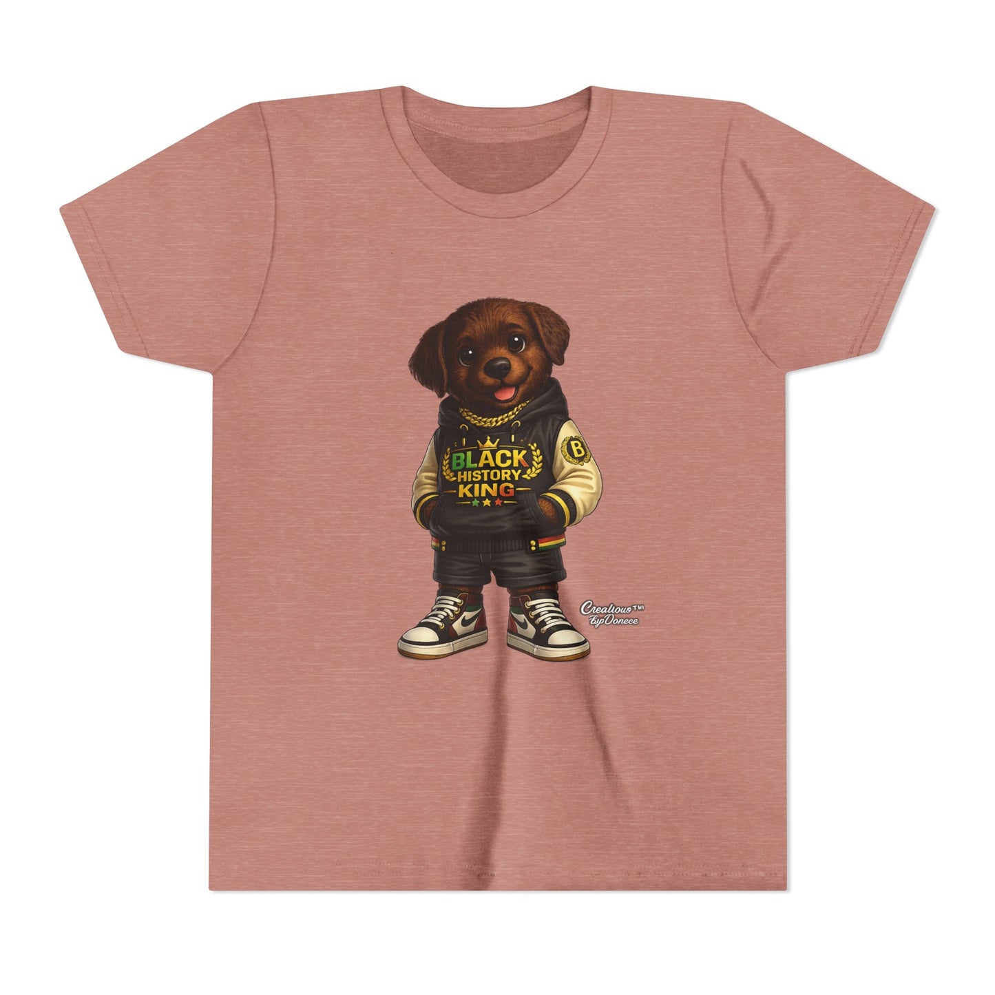 Youth Tee — 'Black History King' Puppy Graphic Shirt