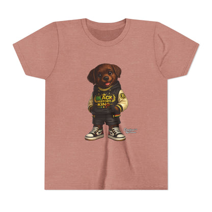 Youth Tee — 'Black History King' Puppy Graphic Shirt