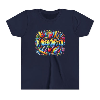 Kindergarten Colorful School Supplies Youth Tee — Back-to-School Kids T-Shirt