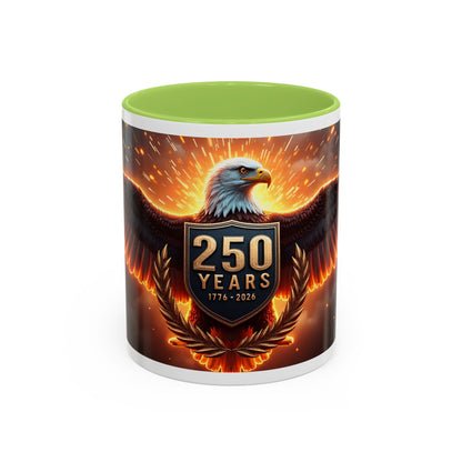 250 Years Eagle Coffee Mug — Patriotic Anniversary Ceramic Accent Mug (11/15oz)