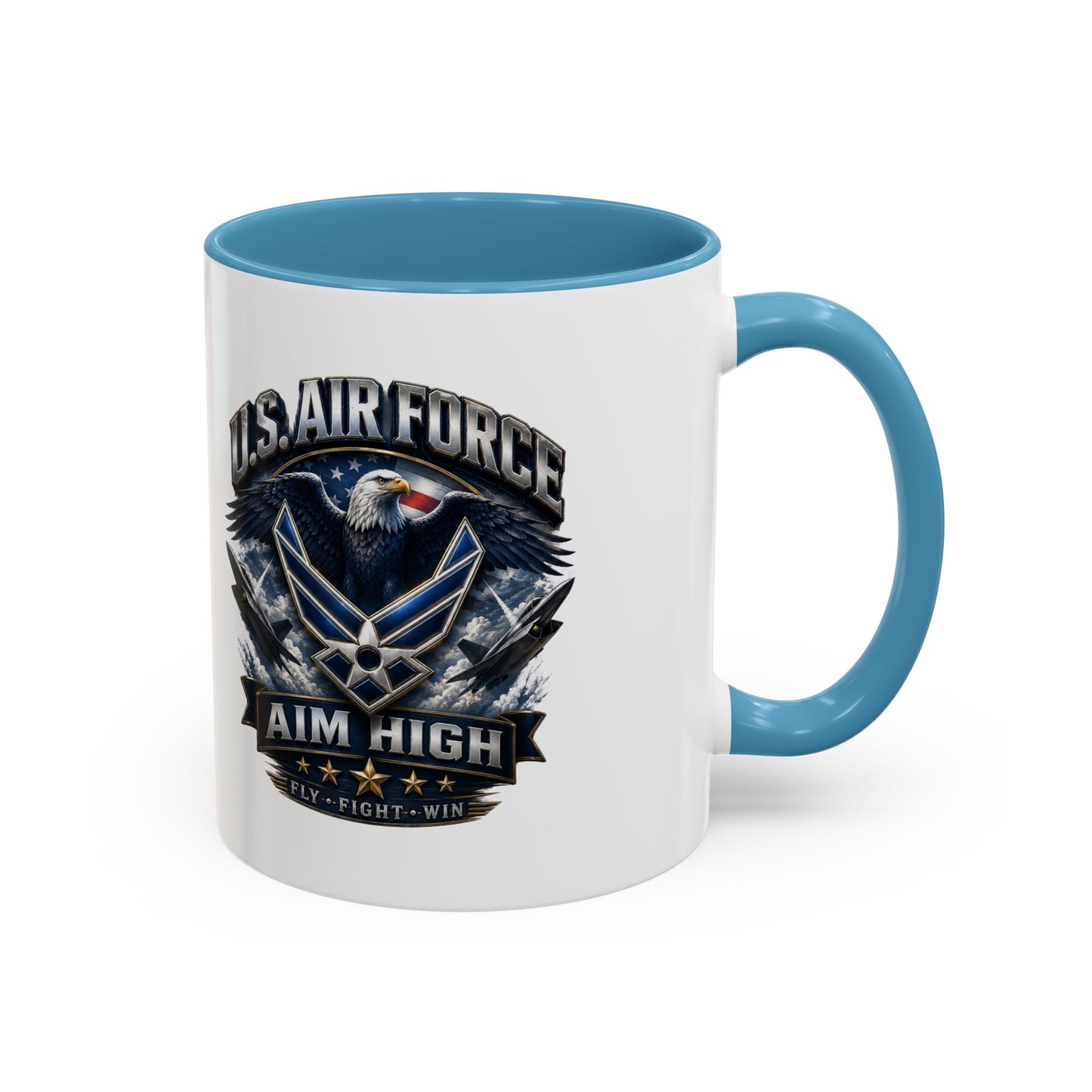 U.S. Air Force Accent Coffee Mug — Aim High Eagle Design (11/15 oz)