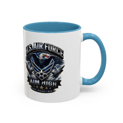 U.S. Air Force Accent Coffee Mug — Aim High Eagle Design (11/15 oz)