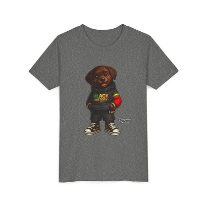 Youth Tee — Cute Puppy 'Black History' Graphic Shirt