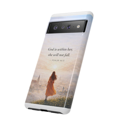 Inspirational Psalm 46:5 Phone Case — 'God is within her, she will not fall' Christian Phone Cover