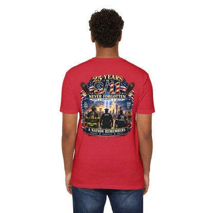 9/11 Never Forgotten T-Shirt — 25 Years Tribute Memorial Tee