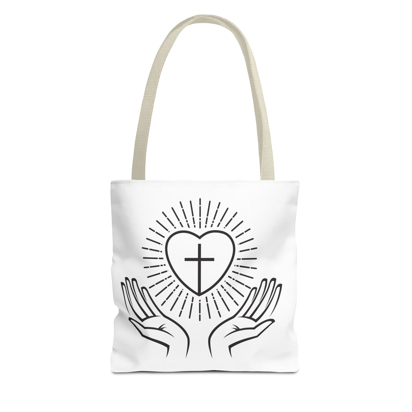 Christian Prayer Tote Bag — Heart & Cross Design