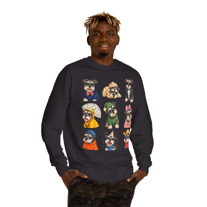 Cute Puppy Grid Sweatshirt — Watercolor Dogs Crewneck