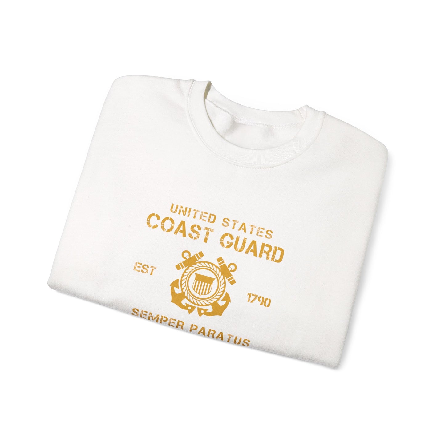 Coast Guard Crest Crewneck Sweatshirt — "Semper Paratus" Military Pullover