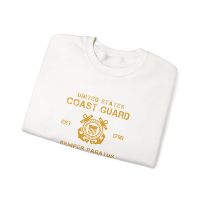 Coast Guard Crest Crewneck Sweatshirt — "Semper Paratus" Military Pullover