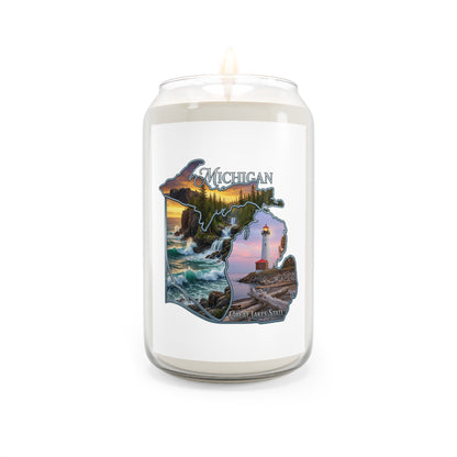 Michigan Scenic Soy Candle — 13.75oz Scented Jar (Lighthouse & Great Lakes Design)