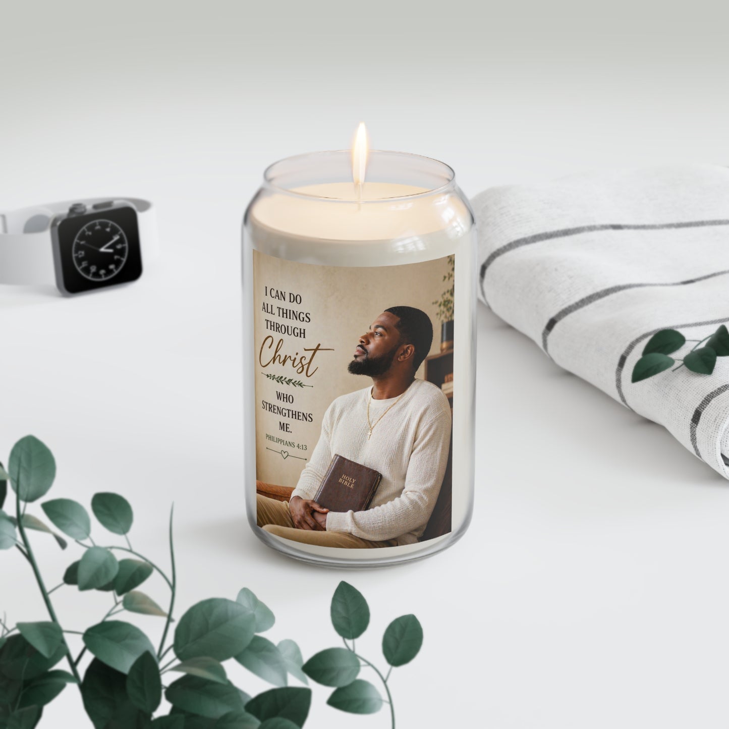 Inspirational Christian Soy Candle – "I Can Do All Things Through Christ" 13.75oz