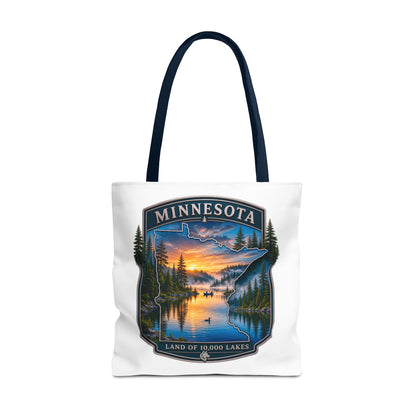 Minnesota Scenic Tote Bag — 'Land of 10,000 Lakes' Sunset Lake Design