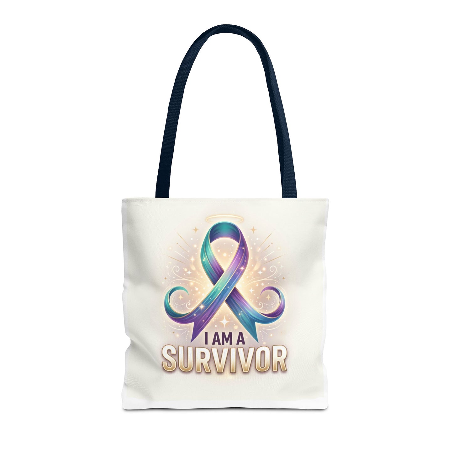 Survivor Ribbon Tote Bag - "I Am a Survivor" Awareness Reusable Shopper