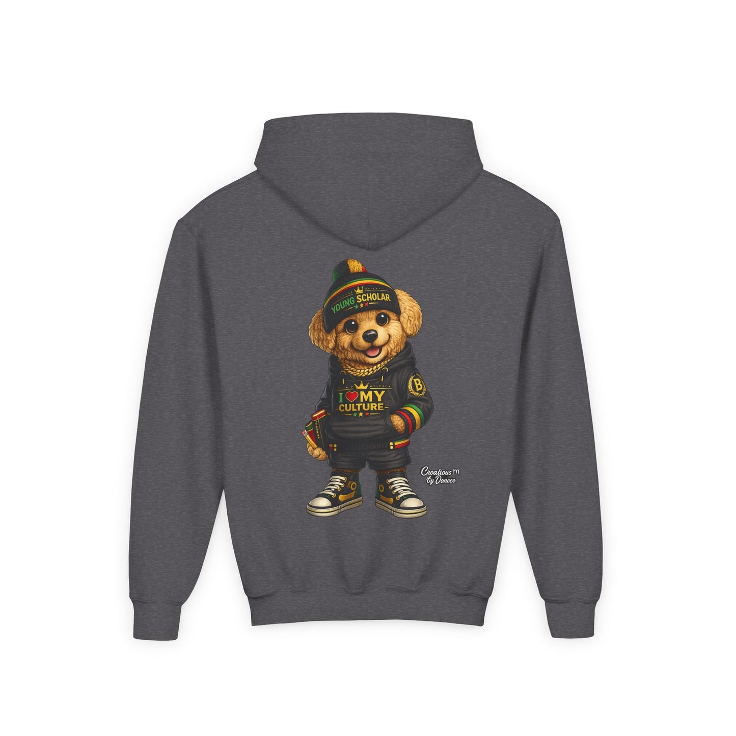 Kids Teddy Bear Hoodie — 'I Love My Culture' Streetwear Youth Sweatshirt