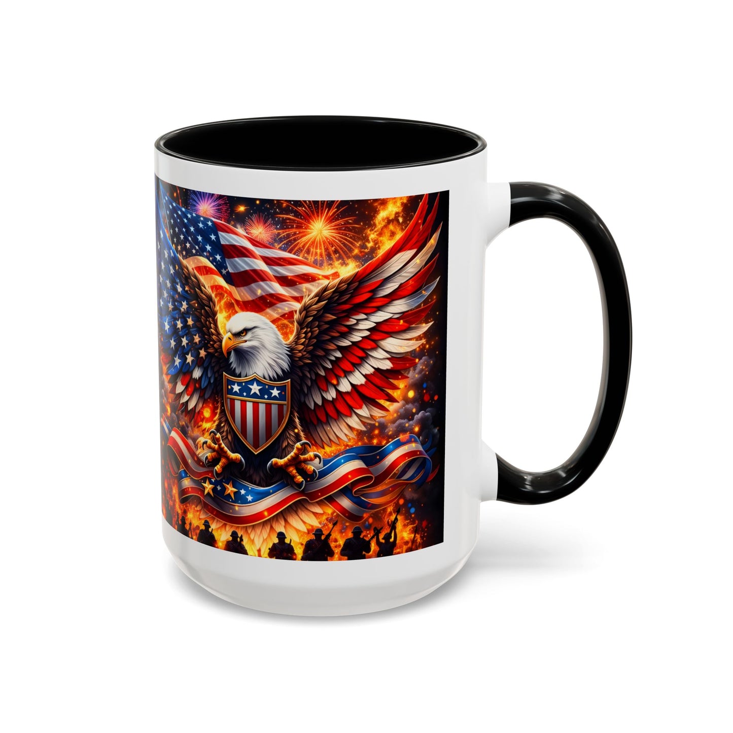Patriotic Eagle Coffee Mug — American Flag Bald Eagle Accent Mug (11/15oz)