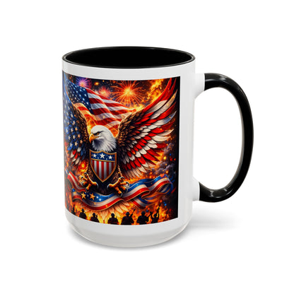 Patriotic Eagle Coffee Mug — American Flag Bald Eagle Accent Mug (11/15oz)