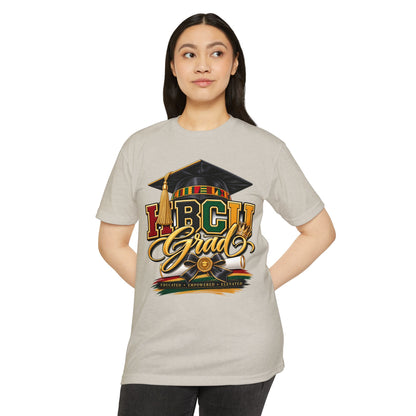 HBCU Grad T-Shirt — Black Graduation Cap & Kente Design